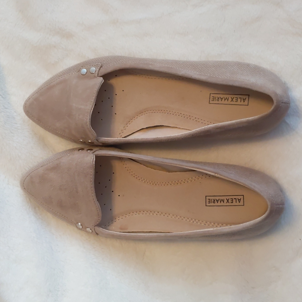 Alex Marie natural tan leather pointed toe loafer flats
